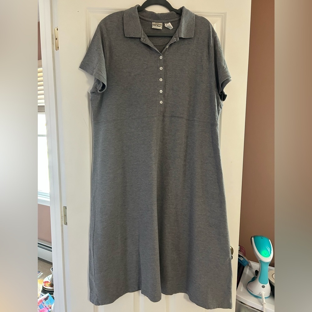 L.L. Bean Vintage Polo Shirt Dress Petite XL Short Sleeve T Shirt Knit Cotton